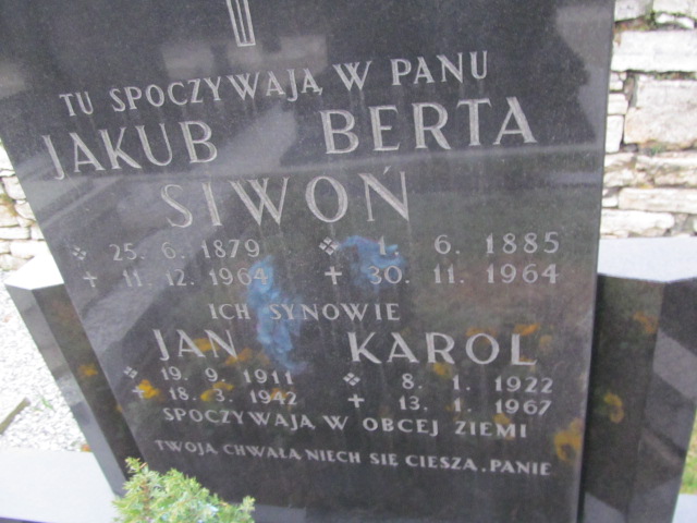 Jan Siwoń 1911 Mikołów Paniowy - Grobonet - Wyszukiwarka osób pochowanych