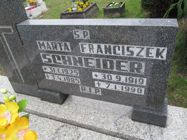 Franciszek Schneider  1919 Mikołów Paniowy - Grobonet - Wyszukiwarka osób pochowanych