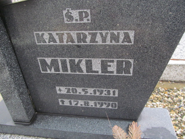 Katarzyna Mikler 1931 Mikołów Paniowy - Grobonet - Wyszukiwarka osób pochowanych